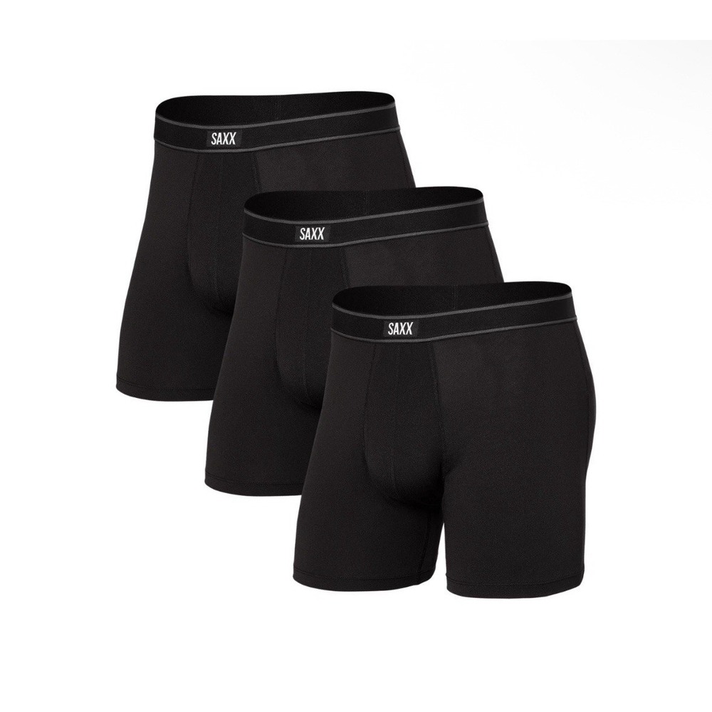 SAXX Men's Comfortable Daytripper Boxer Brief Fly 3 Pack Underwear, Black, XXL